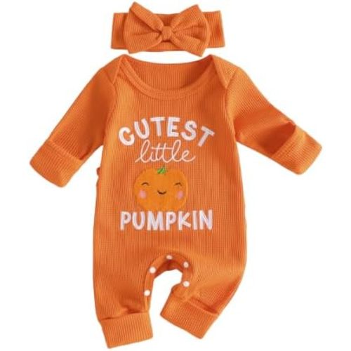 My First Halloween Newborn Baby Girl Outfit Pumpkin Romper