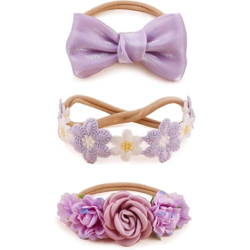 OOSAKU Baby Girl Flower Headbands Set Elastic Floral Headbands 6pcs Soft Nylon Hair Band for Newborn Toddler Hair Accessories (XKFD008)