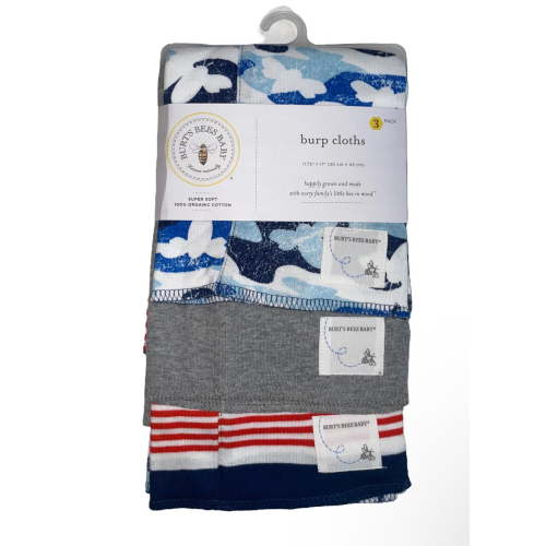 Burt's Bees Baby - Burp cloths Super Soft 100% Organic Cotton 3 pack