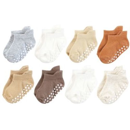 Touched by Nature Unisex Organic Cotton Socks with Non-Skid Gripper for Fall Resistance, Beige Neutral, 6-12 Months