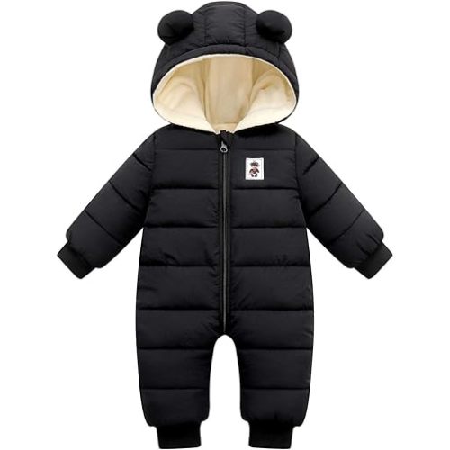 Happy Cherry Baby Snowsuit Winter Coat Warm Hoodie Romper Puffer Jacket
