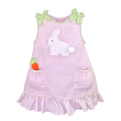 Sun Dress with Bunny Applique and Carrot Pockets