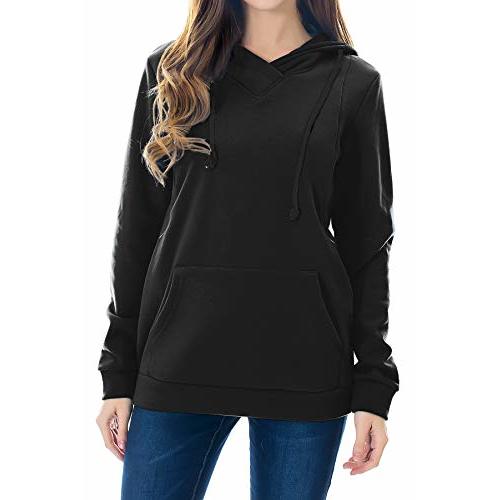 Smallshow Women's Fleece Maternity Nursing Sweatshirt Hoodie Kangaroo Pocket