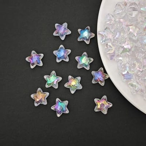 INSPIRELLE 50 Pieces Acrylic Large Star Beads 20mm Crystal AB Beads for Jewelry Craft Making