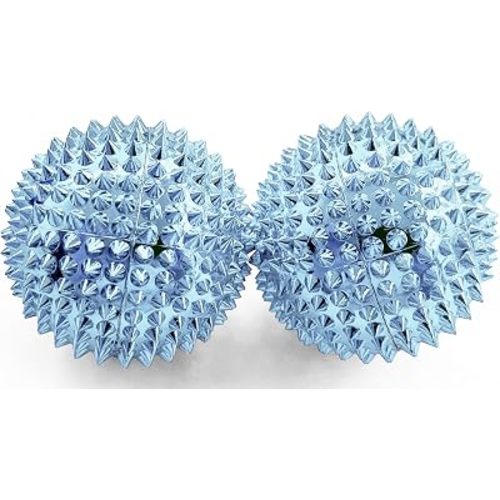 2X Spiky DBT Skill Balls | 1.85 inch | Magnetic Stress Relief Balls | Spiky Massage Balls for Relaxation, Tension Release, Focus & Mobility (Light Blue)