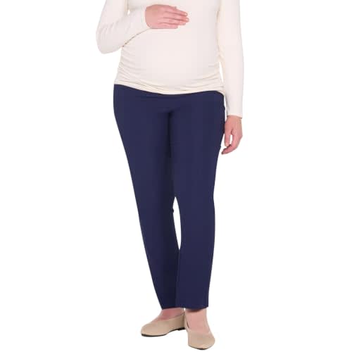 Motherhood Maternity Women's Super Stretch Secret Fit Over the Belly Ankle Straight Leg Pregnancy Dress Pants for Work