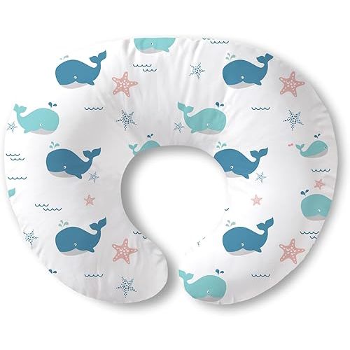 Plushii Nursing Pillow for Breastfeeding, Breathable Breast Feeding Pillow and Positioner with Removable Cover for More Support, Tummy Time and Bottle Feeding Support Pillow, Whale