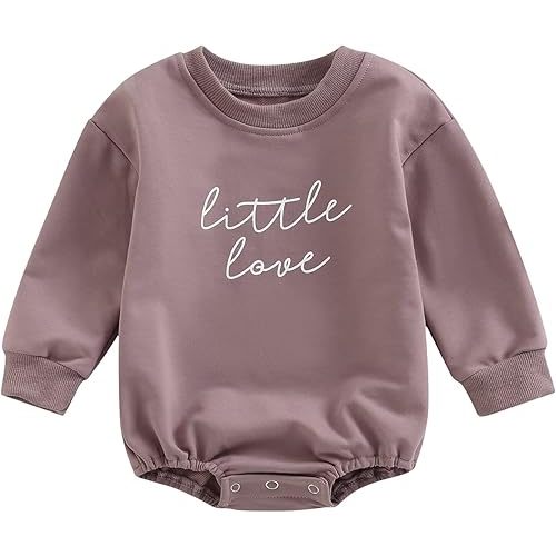 FYBITBO Baby Girl Boy Crewneck Sweatshirt Bubble Romper Long Sleeve Shirt Onesie Valentines Outfit Fall Clothes