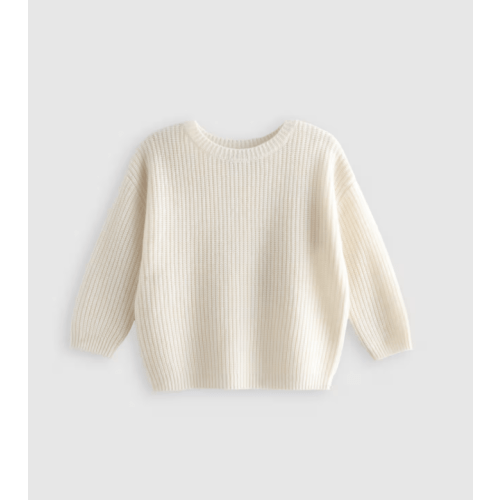Mongolian Cashmere Fisherman Tunic Sweater - Baby in Ivory (3-6 month)