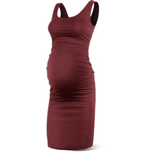 Rnxrbb S-2XL Women Summer Sleeveless Maternity Dress Pregnancy Tank Scoop Neck Mama Clothes Casual Bodycon Clothing
