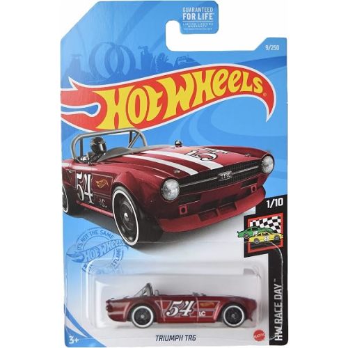 Hot Wheels 1:64 Scale Die-cast Car Model, Red Triumph TR6, Race Day 1/10, Kid's Unisex Children's Toy Car