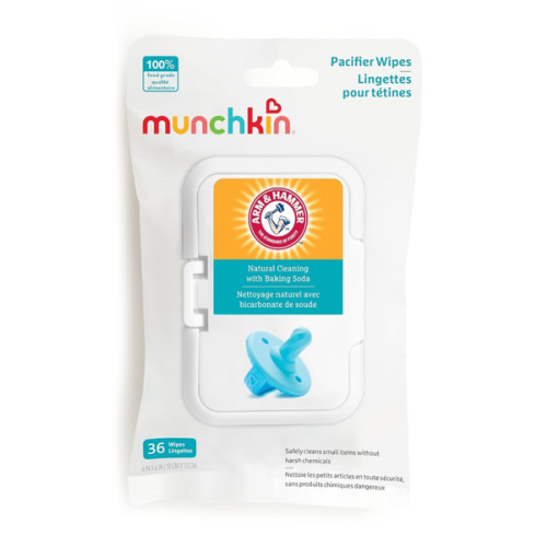Munchkin Arm & Hammer Pacifier Wipes - Safely Cleans Breast Pump Parts and Feeding Essentials for Baby and Toddler, 2 Pack, 72 Wipes