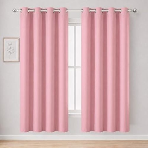 Pink Thermal Blackout Curtains/52 x 72 Inch/Set of 2 Panels Room Darkening Curtains for Bedroom