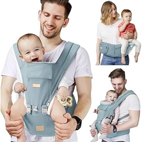 Baby Carrier Newborn to Toddler with Hip Seat, Soft 6-in-1 Ergonomic All Positions Infant Carrier 7-33 Ib with Hood for All Seasion Use for Dad and Mom Green