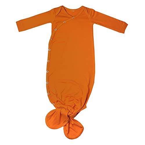 Copper Pearl Baby Gown - Knotted Newborn Sleepers for Baby Boy and Girl, Soft Stretchy Long Sleeve Infant Gowns with Bottom Tie and Hand Mittens, Perfect Hospital Coming Home Outfit (Blaze)