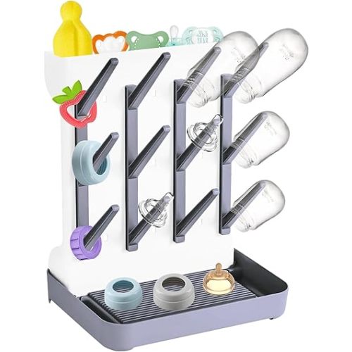 Baby Bottle Drying Rack for Countertop – Space-Saving Baby Bottle Holder for Drying Bottles, Nipples, Pump Parts & Accessories Ideal for Breastfeeding & Newborn Essentials Storage