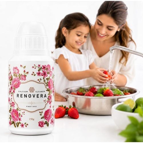 Renovera Fruit & Vegetable Wash | 1 Bottle Lasts 1 Year, Gentle Enough for Baby Food, Single Ingredient, Removes Residues, Calcium Helps Keep Produce Fresh 20x Longer
