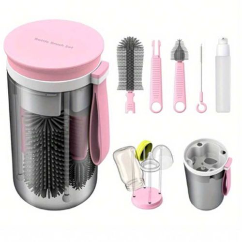 1 Set Portable Bottle Brush Kit, Silicone Bottle & Nipple Brush, Drying Rack, For Travel | SHEIN USA