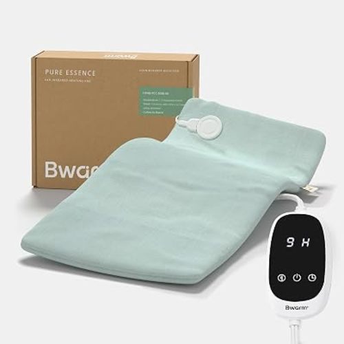 Bwarm Heating Pads, 100% Organic Cotton, 9 Heat Levels, Sage, 12x24in