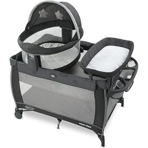 Graco® Pack n Play Dome LX Playard with Baby Bassinet Lightweight Portable Crib Push-Button Fold Travel Crib Redmond Convertible
