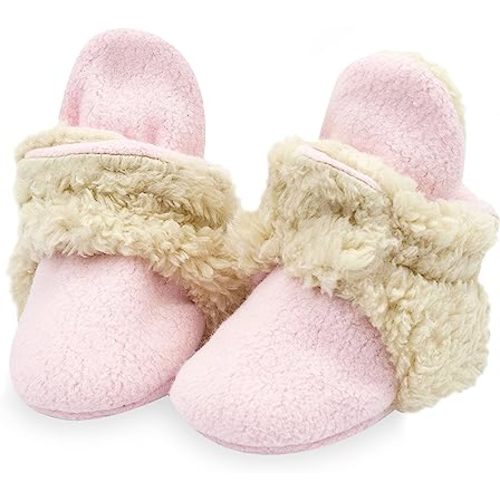 Zutano Unisex Fleece Baby Booties, Soft Sole and Non Slip | Stay On Slipper Socks for Infant/Toddler, Girls, Boys 3-24 Months