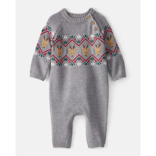 Baby Boy Fair Isle Long-Sleeve Jumpsuit - Grey - Carter's | Carter's