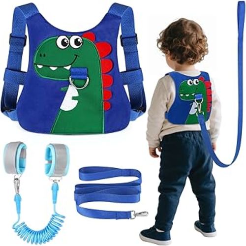 Toddler Leash-Baby Walking Safty Harness and Child Anti Lost Wrist Link for Girls/Boys Travel (Blue+Green)