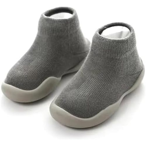 Simple Baby Toddler Sneakers Non-Slip Walking Shoes for Kids Boys and Girls. Stylish Indoor Outdoor Cotton Easy Pull-On Outerwear Shoes Socks