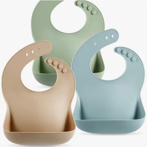 PandaEar Set of 3 Silicone Baby Bibs Waterproof, Soft, Unisex, 10-72 Months