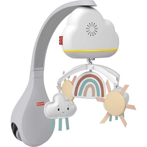 Fisher-Price Baby Toy Rainbow Showers Bassinet Mobile to Bedside Sound Machine with Music & Night Light for Newborn to Toddler Ages 0+ Months