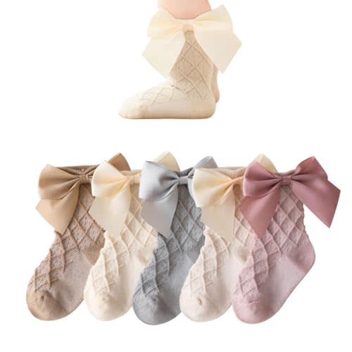Elaowoho Baby Girl Socks Toddler Girls Ruffle Socks Little Girl Frilly Dress Socks Newborn Crew Cotton Long Socks