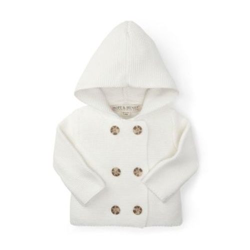 Hope & Henry Baby Hooded Sweater (Soft White, 3-6 Months)