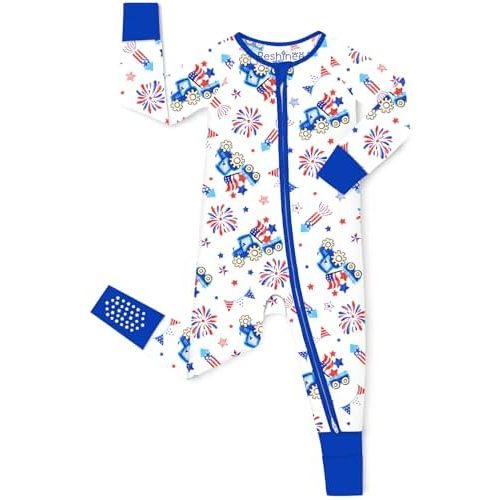 babee Reshinee Bamboo Viscose Baby Convertible Footie Pajama, Sleep & Play Footed Zipper Pajamas for Baby Boys & Girls