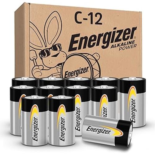 Energizer Alkaline Power C Batteries (12 Pack), Long-Lasting Alkaline C Cell Batteries