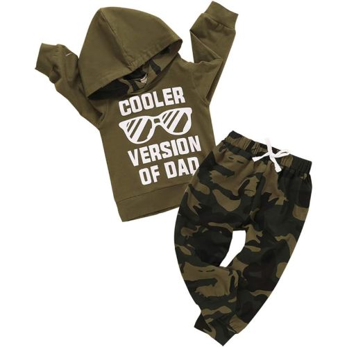 ZOEREA Toddler Baby Boys Clothes Hoodie Outfits Set 3M-5T | Letter Printed Sweatshirt Tops, 2 Piece, Cute Camouflage Clothing, Soft and Comfortable