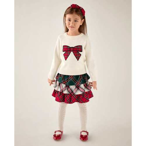 Girls Plaid Flannel Tiered Skort - Tartan Remix - Green