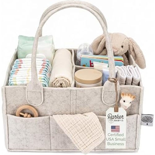 Parker Baby Felt Diaper Caddy & Diaper Organizer Basket - Regular, White