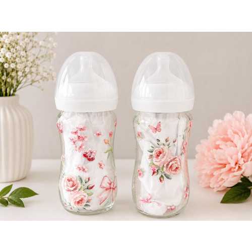 Customizable Set of 2 - 8oz Glass Baby Bottles