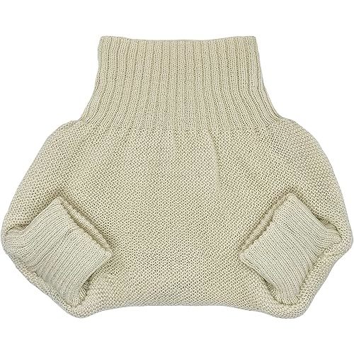 EcoAble Merino Wool Diaper Cover – Organic Overnight Knit Cover | Breathable Natural Fiber | Ideal for Fitted Cloth Diapers (EU62-68, Natural)