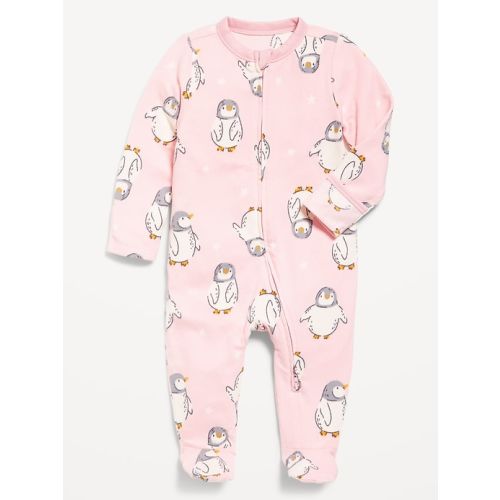 2-Way-Zip Sleep & Play Graphic Footed One-Piece for Baby
