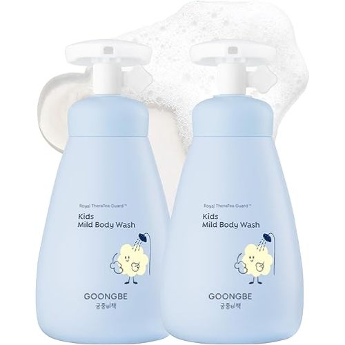 GOONGBE Kids' Mild Body Wash - Korean Kids Body Cleanser - Hydrating & Refreshing Low pH Soft Bubble Foaming with Panthenol and Amino Acids - Allergen Free Scent, 10.1 fl.oz. 2 Pack