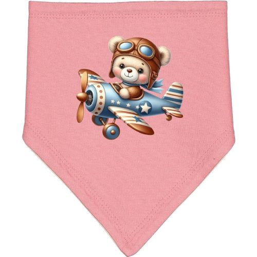 Cute Teddy Bear Pilot in Airplane Baby Bandana Bib