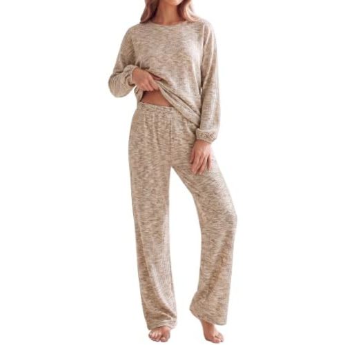 Blooming Jelly Womens Waffle Knit 2 Piece Pajama Sets Cute Fall Lounge Sets