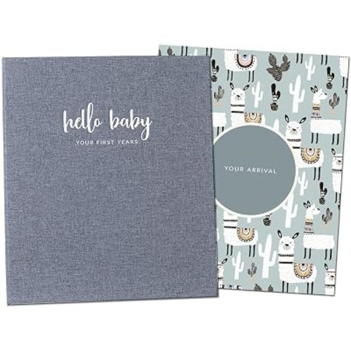 Peachly Minimalist Baby Memory Book | First Year Keepsake for Milestones | Simple Scrapbook for Boy or Girl | 60 Pages - Scandi