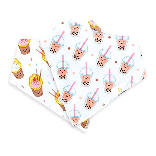 The Wee Bean Organic Cotton Bandana Bibs 2pcs Set, Baby Bandana Drool Bibs for Boys Girls Unisex, Teething and Drooling