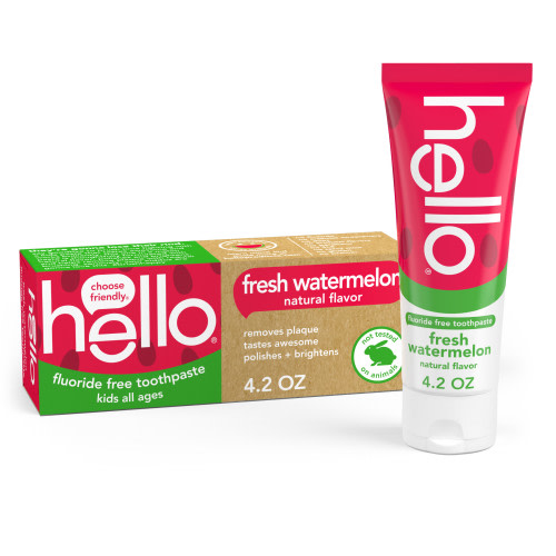hello Kids Natural Watermelon Fluoride Free Toothpaste, Vegan & SLS Free