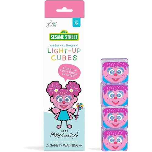Glo Pals x Sesame Street Water-Activated Light-Up Cubes for Sensory Play (Abby Cadabby - Cubes Only)