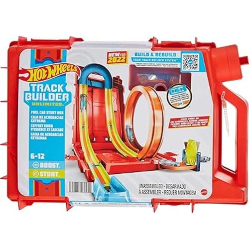 Hot Wheels Toy Car Set, Track Builder Unlimited Playset Fuel Can Stunt Box, 14 Component Parts & 1:64 Scale Vehicle