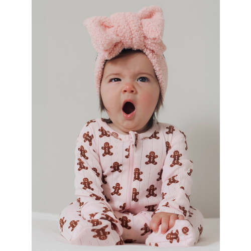 Blush Gingerbread / Organic Pointelle 2-Way Zip Footie