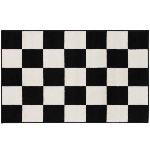 Mainstays 36 in x 56 in Black and White Check Indoor Area Rug